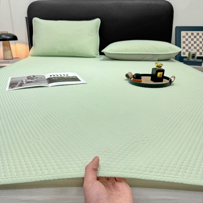 91家纺网 家纺一手货源 找家纺 （总）春寻家纺 2025爆款3D凉豆豆凉席三件套夏季凉感冰豆豆床单款冰丝席软席子可水洗