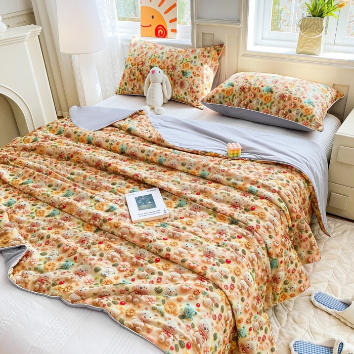 91家纺网 家纺一手货源 找家纺 （总）益多眠 2025新款5D印花凉感丝浮雕立体夏被