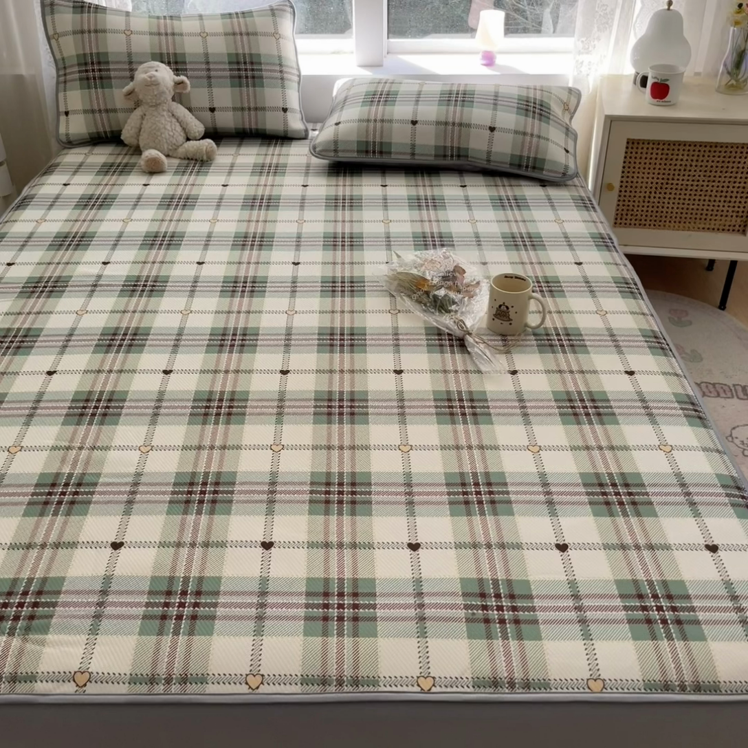 91家纺网 家纺一手货源 找家纺 星座家纺 2025新款复合提花凉感丝凉席三件套床笠款 水木年华-床笠款