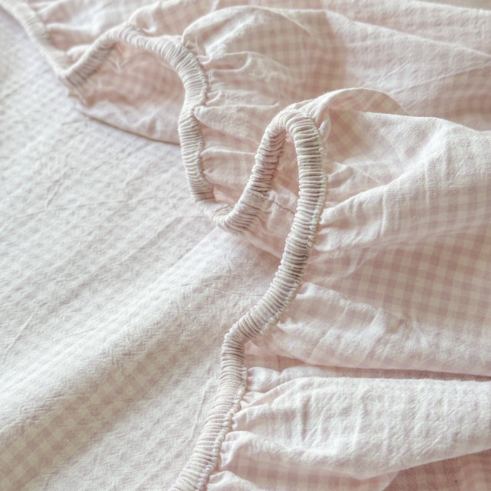 91家纺网 家纺一手货源 找家纺 丽涵家纺 丽涵新品 全棉色织水洗棉单品床笠-床笠三件套 紫小格