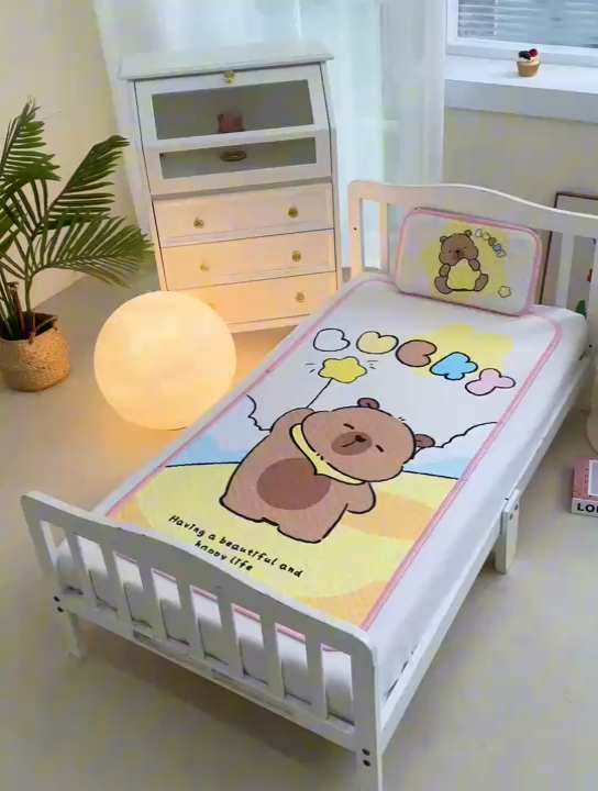 91家纺网 家纺一手货源 找家纺 八零年代  2025新款3D凉豆豆大版卡通儿童凉席夏被三件套冰豆豆凉席 凉豆豆 星星卡皮巴拉