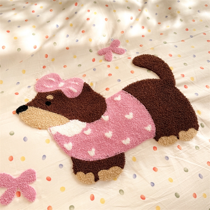 91家纺网 家纺一手货源 找家纺 多品 2025春夏新款水洗棉毛巾绣卡通系列四件套-系列二 心愿狗