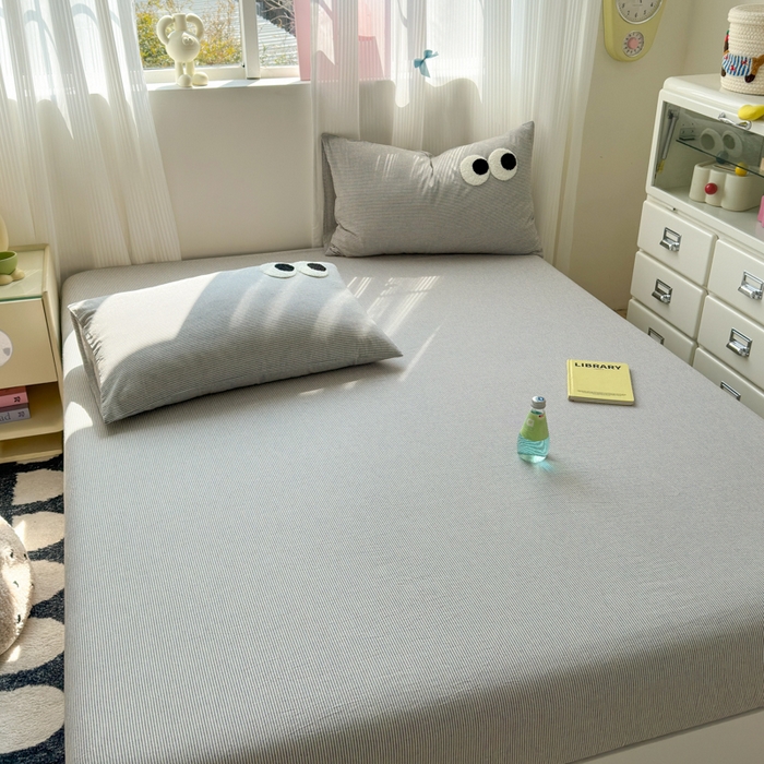 91家纺网 家纺一手货源 找家纺 丽涵家纺 丽涵新品 全棉色织水洗棉单品床笠-床笠三件套 黑密条