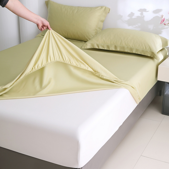 91家纺网 家纺一手货源 找家纺 寝柔2025春夏新款50S纯色天丝床笠单件席梦思床垫棕垫保护套凉感（有质检报告） 芥子黄