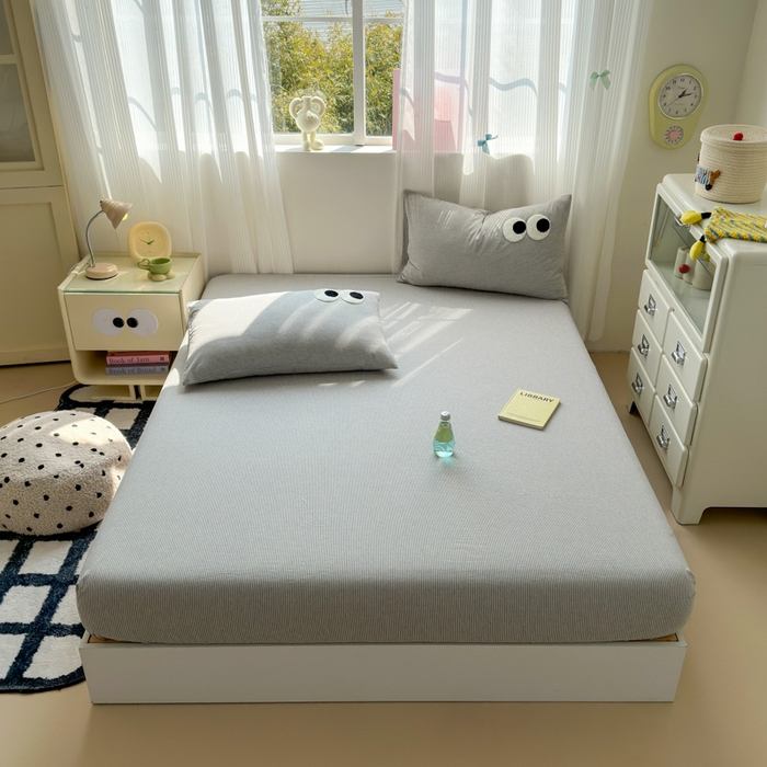 91家纺网 家纺一手货源 找家纺 丽涵家纺 丽涵新品 全棉色织水洗棉单品床笠-床笠三件套 黑密条