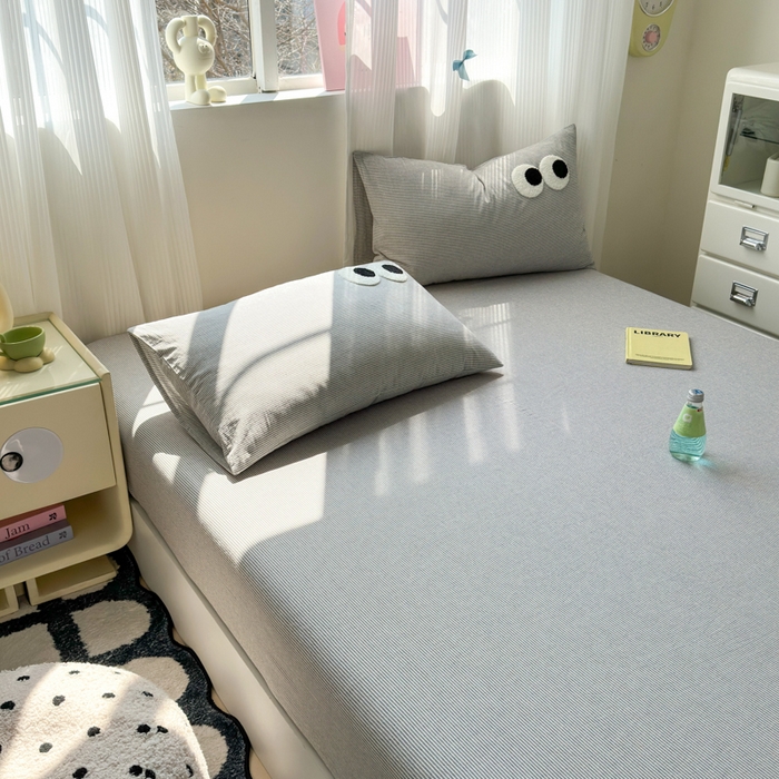 91家纺网 家纺一手货源 找家纺 丽涵家纺 丽涵新品 全棉色织水洗棉单品床笠-床笠三件套 黑密条