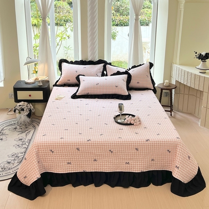 91家纺网 家纺一手货源 找家纺 （总）老k2025新款亲肤舒适水洗棉花边床盖三件套