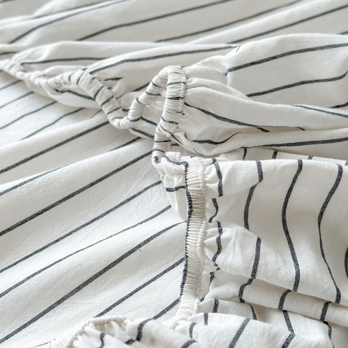 91家纺网 家纺一手货源 找家纺 丽涵家纺 丽涵新品 全棉色织水洗棉单品床笠-床笠三件套 黑白条