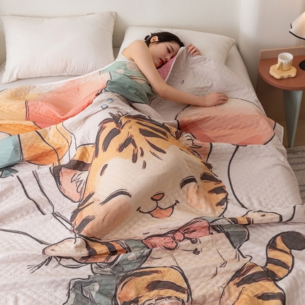 乐家毛巾被 2025春夏新款全棉纯棉六层大版印花毛巾被 气球老虎