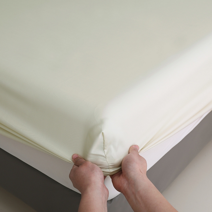 91家纺网 家纺一手货源 找家纺 寝柔2025春夏新款50S纯色天丝床笠单件席梦思床垫棕垫保护套凉感（有质检报告） 仙米色