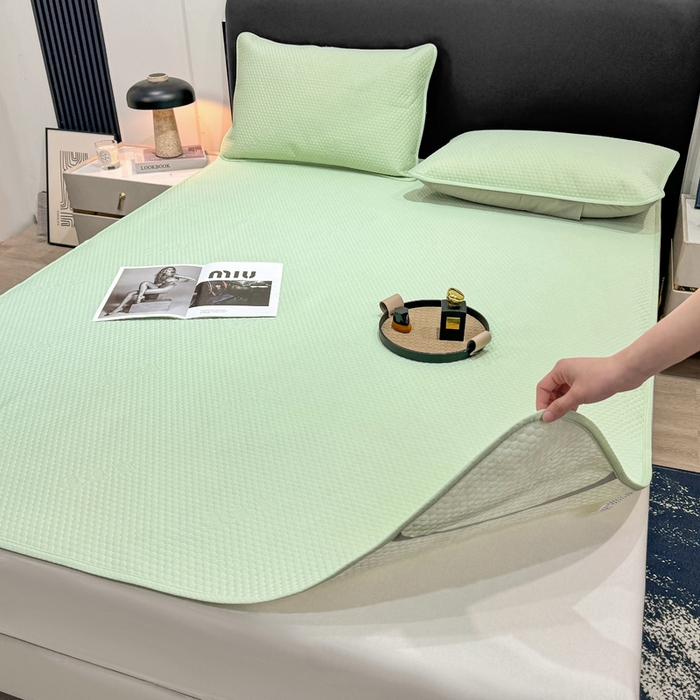 91家纺网 家纺一手货源 找家纺 （总）春寻家纺 2025爆款3D凉豆豆凉席三件套夏季凉感冰豆豆床单款冰丝席软席子可水洗