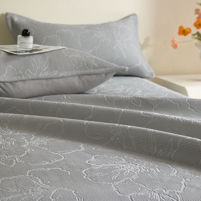 91家纺网 家纺一手货源 找家纺 卡初家居（原微来） 2025新款乙纶冰豆豆渐变色床裙款凉席席子 渐变灰