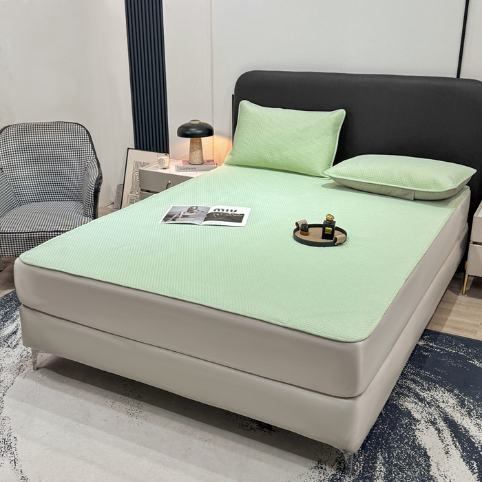 91家纺网 家纺一手货源 找家纺 （总）春寻家纺 2025爆款3D凉豆豆凉席三件套夏季凉感冰豆豆床单款冰丝席软席子可水洗