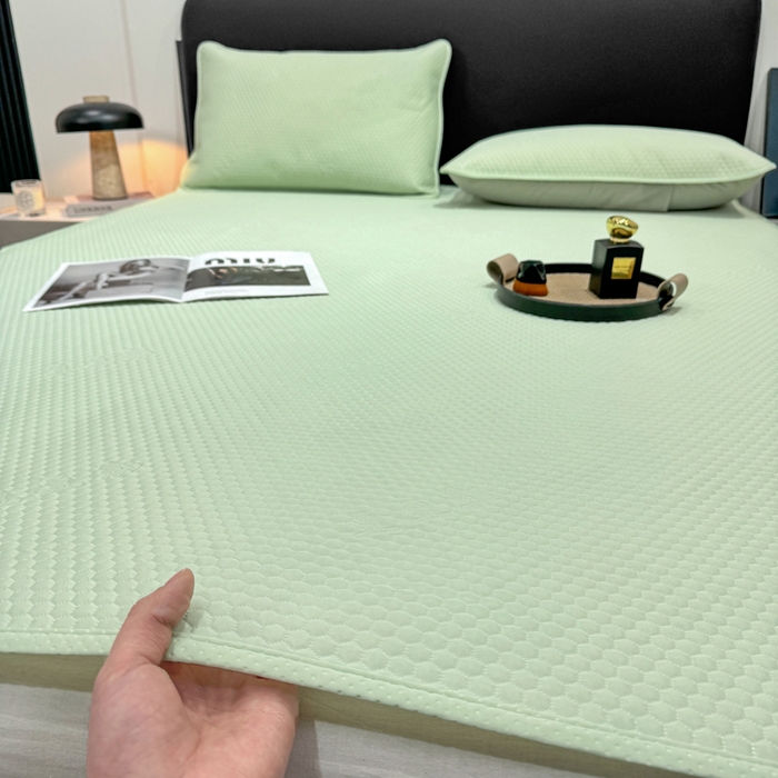 91家纺网 家纺一手货源 找家纺 （总）春寻家纺 2025爆款3D凉豆豆凉席三件套夏季凉感冰豆豆床单款冰丝席软席子可水洗