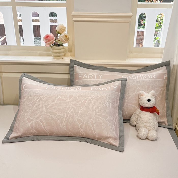 91家纺网 家纺一手货源 找家纺 星座家纺 2025新款复合提花凉感丝凉席三件套平铺款 叶之语-奶咖