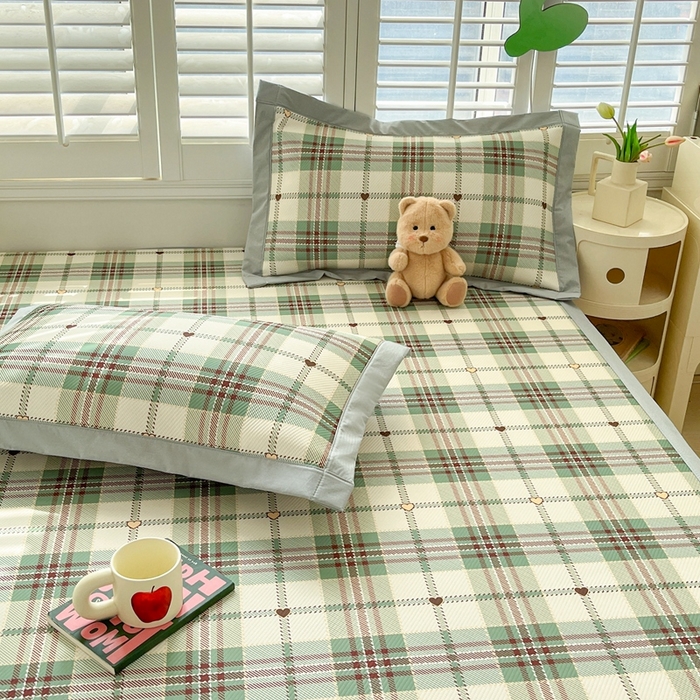 91家纺网 家纺一手货源 找家纺 星座家纺 2025新款复合提花凉感丝凉席三件套平铺款 水木年华