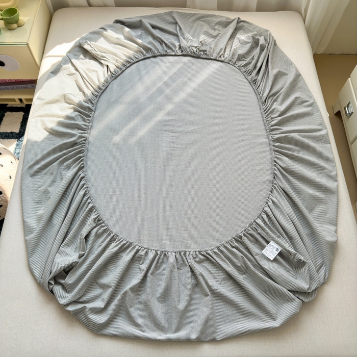 91家纺网 家纺一手货源 找家纺 丽涵家纺 丽涵新品 全棉色织水洗棉单品床笠-床笠三件套 黑密条