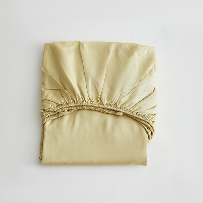 91家纺网 家纺一手货源 找家纺 寝柔2025春夏新款50S纯色天丝床笠单件席梦思床垫棕垫保护套凉感（有质检报告） 芥子黄