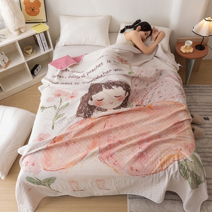 91家纺网 家纺一手货源 找家纺 （总）乐家毛巾被 2025春夏新款全棉纯棉六层大版印花毛巾被