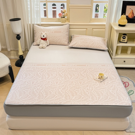 91家纺网 家纺一手货源 找家纺 （总）星座家纺 2025新款复合提花凉感丝凉席三件套床笠款