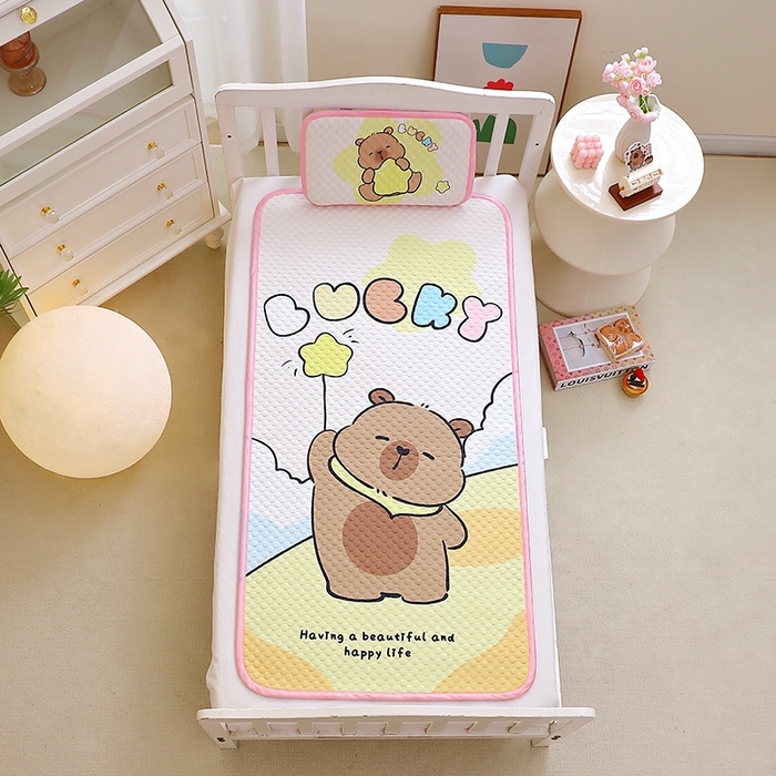 91家纺网 家纺一手货源 找家纺 八零年代  2025新款3D凉豆豆大版卡通儿童凉席夏被三件套冰豆豆凉席 凉豆豆 星星卡皮巴拉