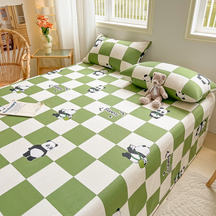 91家纺网 家纺一手货源 找家纺 爱彼家纺 2025新款热门卡通条纹原棉老粗布凉席床单 背包熊