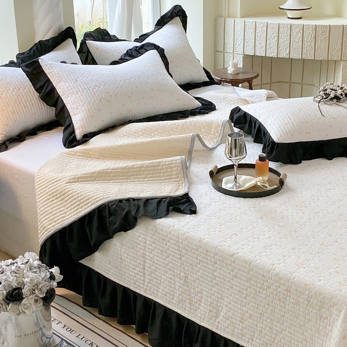 91家纺网 家纺一手货源 找家纺 （总）老k2025新款亲肤舒适水洗棉花边床盖三件套