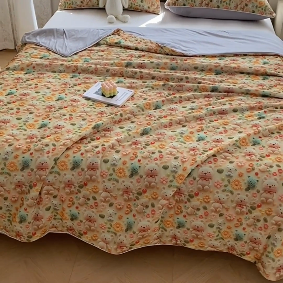 91家纺网 家纺一手货源 找家纺 （总）益多眠 2025新款5D印花凉感丝浮雕立体夏被