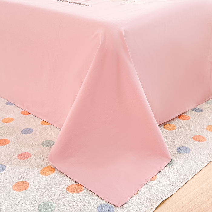 91家纺网 家纺一手货源 找家纺 曼町家居 2025春夏新款40支全棉纯棉水洗棉刺绣四件套 元气星喵-慕斯粉