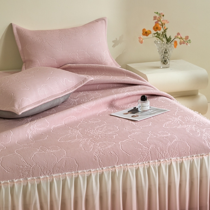 91家纺网 家纺一手货源 找家纺 （总）卡初家居（原微来） 2025新款乙纶冰豆豆渐变色床裙款凉席席子