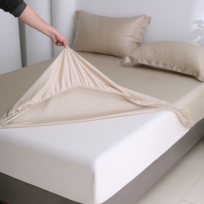 91家纺网 家纺一手货源 找家纺 寝柔2025春夏新款50S纯色天丝床笠单件席梦思床垫棕垫保护套凉感（有质检报告） 燕麦色