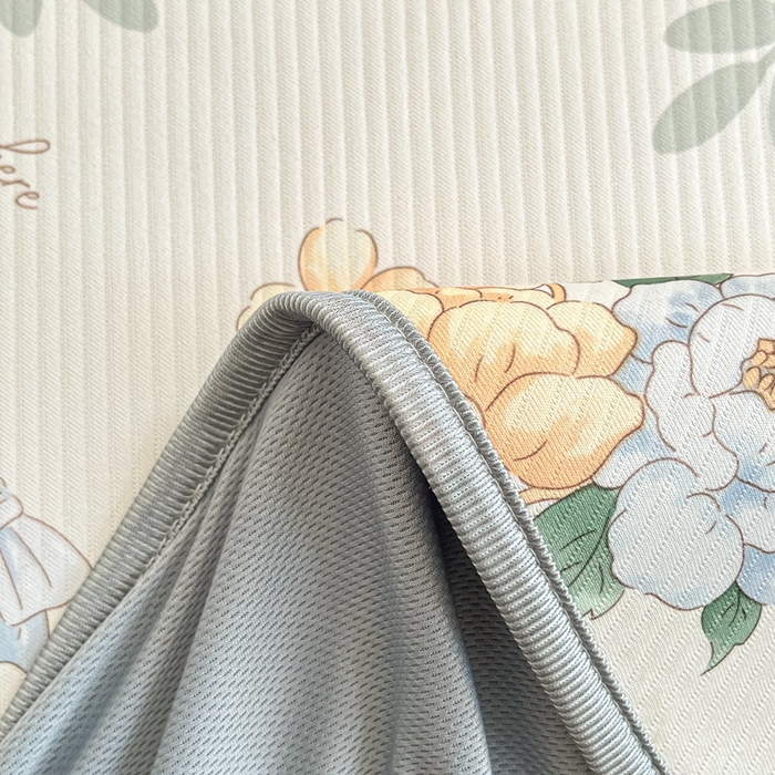 91家纺网 家纺一手货源 找家纺 星座家纺 2025新款复合提花凉感丝凉席三件套床笠款 拈花湾蓝-床笠款