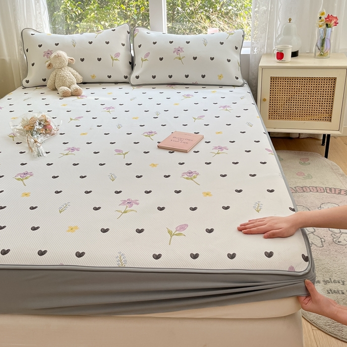 91家纺网 家纺一手货源 找家纺 星座家纺 2025新款复合提花凉感丝凉席三件套床笠款 奇妙幻想-床笠款