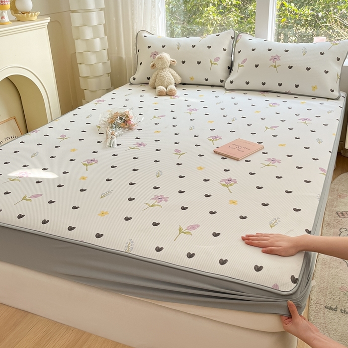 91家纺网 家纺一手货源 找家纺 星座家纺 2025新款复合提花凉感丝凉席三件套床笠款 奇妙幻想-床笠款