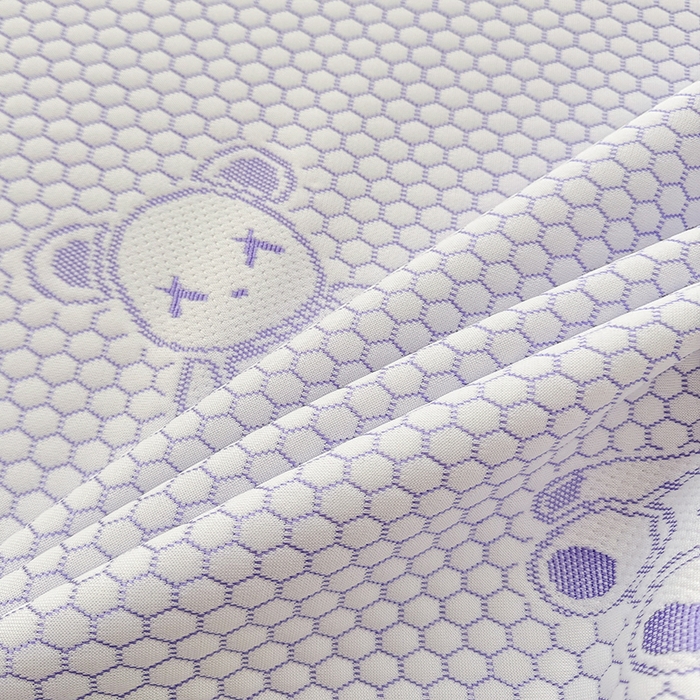 91家纺网 家纺一手货源 找家纺 雪鲨家纺  2025新款凉感冰豆豆凉席凉豆豆三件套冰丝提花软席PE 小熊紫