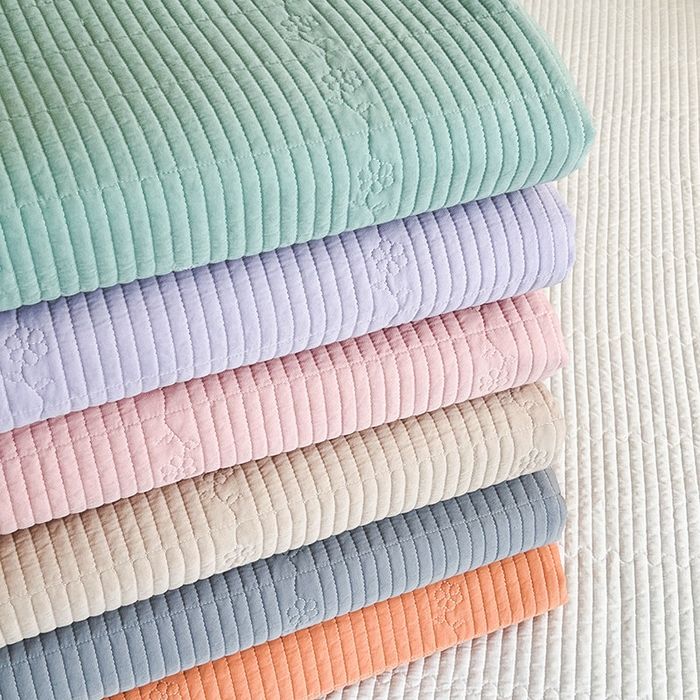 91家纺网 家纺一手货源 找家纺 沐纯家居 2025新款格子款天丝棉床盖三件套 组合图