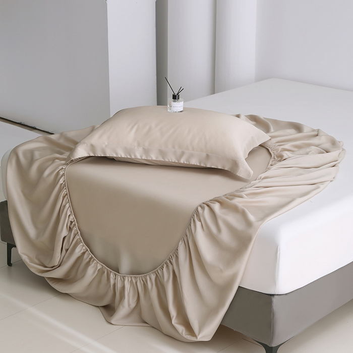 91家纺网 家纺一手货源 找家纺 寝柔2025春夏新款50S纯色天丝床笠单件席梦思床垫棕垫保护套凉感（有质检报告） 燕麦色