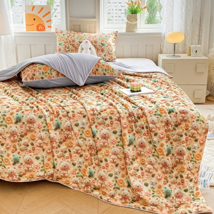 91家纺网 家纺一手货源 找家纺 （总）益多眠 2025新款5D印花凉感丝浮雕立体夏被