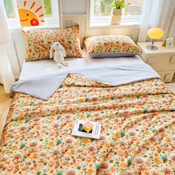 91家纺网 家纺一手货源 找家纺 （总）益多眠 2025新款5D印花凉感丝浮雕立体夏被