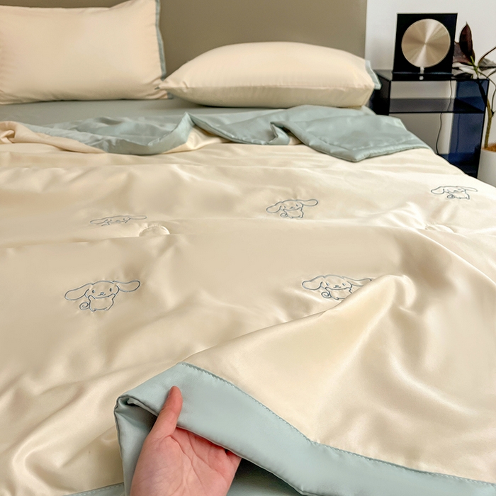 91家纺网 家纺一手货源 找家纺 （总）妖妖家纺 2025春夏新款水洗冰丝绣花夏被夏凉被空调被四件套