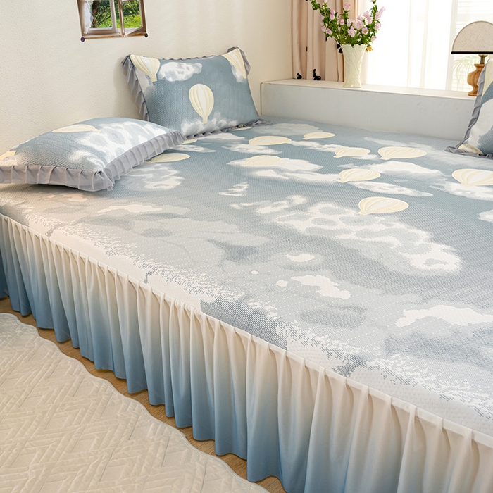 91家纺网 家纺一手货源 找家纺 冬然家纺2025新款冰豆豆榻榻米凉席 梦幻气球-灰