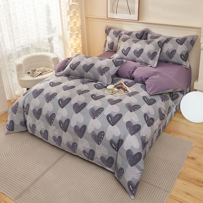 91家纺网 家纺一手货源 找家纺 雲归梦 2025新款纯棉加厚磨毛多规格磨毛四件套 悦动之心