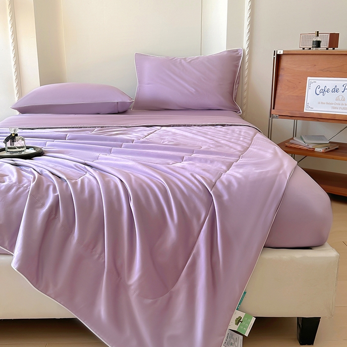 91家纺网 家纺一手货源 找家纺 百寐 2025新款60S兰精天丝夏被系列 芝兰紫