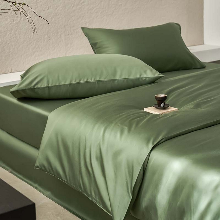 91家纺网 家纺一手货源 找家纺 咏绒家纺工厂店 2025新款60支奥地利兰精天丝纯色天丝棉四件套 松石绿（翠绿）