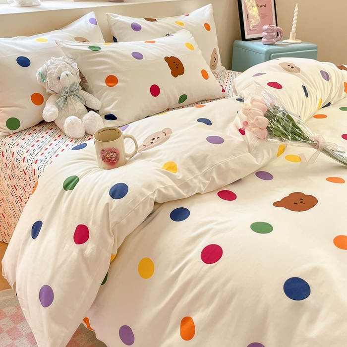 91家纺网 家纺一手货源 找家纺 吉象家纺13070全棉四件套纯棉四件套直播小清新男孩女炫彩狗