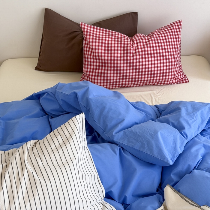 91家纺网 家纺一手货源 找家纺 （总）艾沁2025新款全棉水洗棉撞色混搭四件套