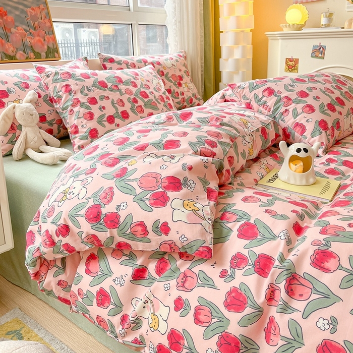 91家纺网 家纺一手货源 找家纺 吉象家纺13070全棉四件套纯棉四件套直播小清新男孩女遇见爱