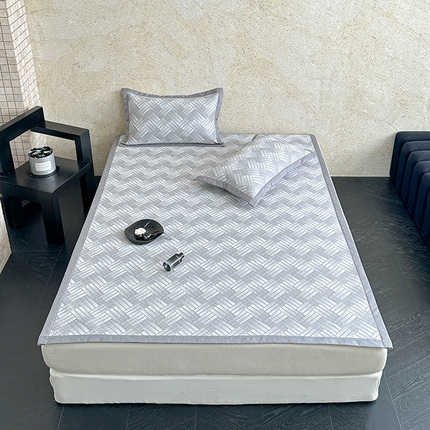 源舜 2025新款冰柔丝三明治凉席 编织格-灰