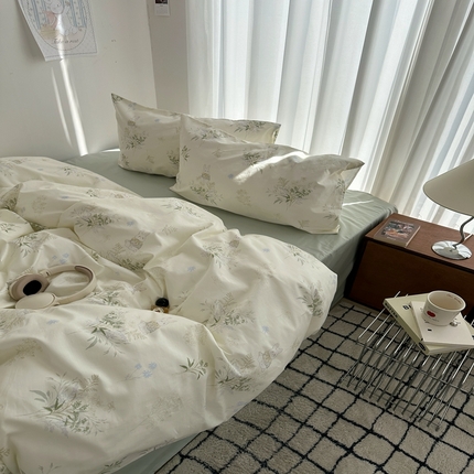 （总）尺素 全棉卡通可爱儿童四件套纯棉活性A类被套学生宿舍三件套1.8床笠双人床单