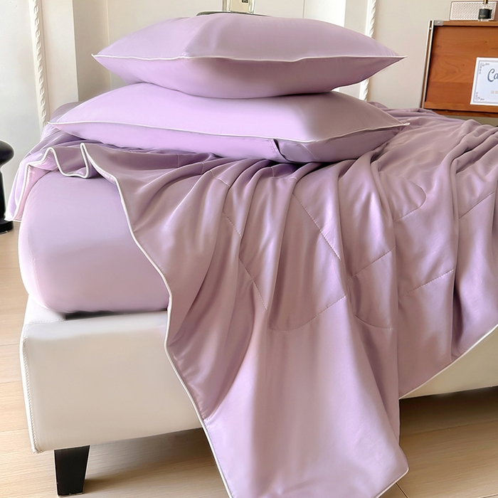 91家纺网 家纺一手货源 找家纺 百寐 2025新款60S兰精天丝夏被系列 芝兰紫